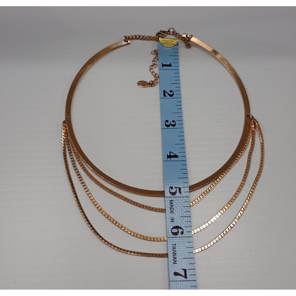 Aldo Gold Tone Multi-Layer Collar Statement Necklace Adjustable - Picture 6 of 8